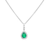 Diamonfire sterling silver green cubic zirconia teardrop necklace - British product