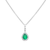 Costco UK Diamonfire Sterling Silver Green Cubic Zirconia Teardrop Necklace with Pave Surround, 40-45cm- Buy online at McGrocer