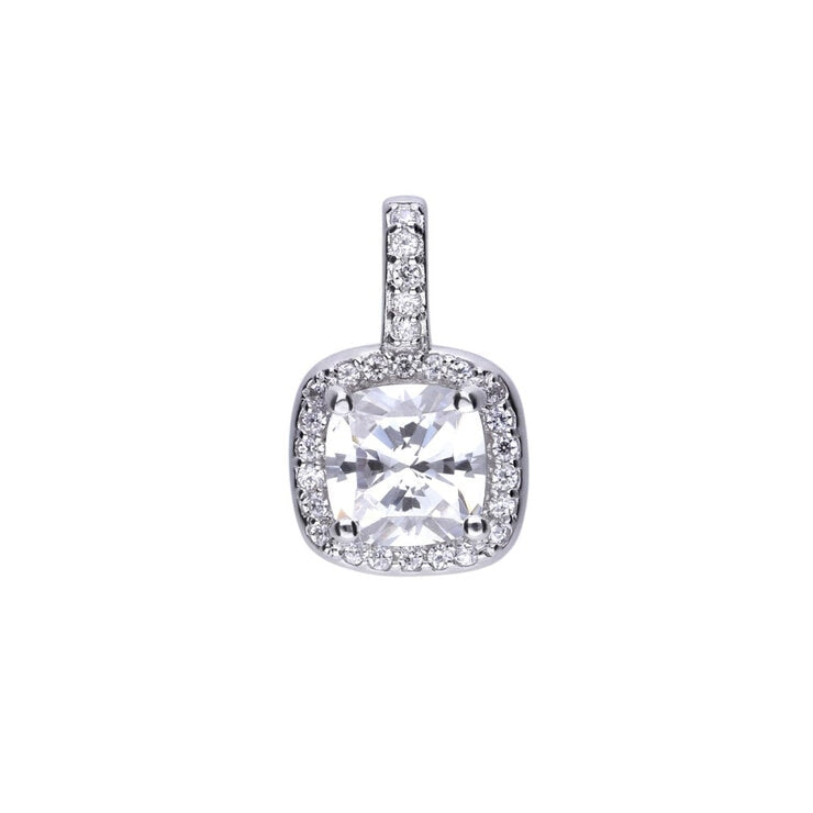 Diamonfire square pave cubic zirconia pendant - British product