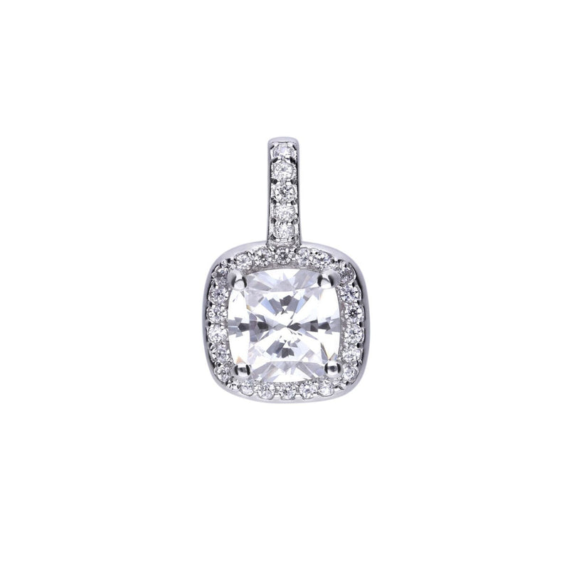 Diamonfire square pave cubic zirconia pendant - British product