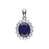 Costco UK DiamonFire Sterling Silver Blue Cubic Zirconia Oval Pendant Necklace with Surround, 40-45cm- Buy online at McGrocer