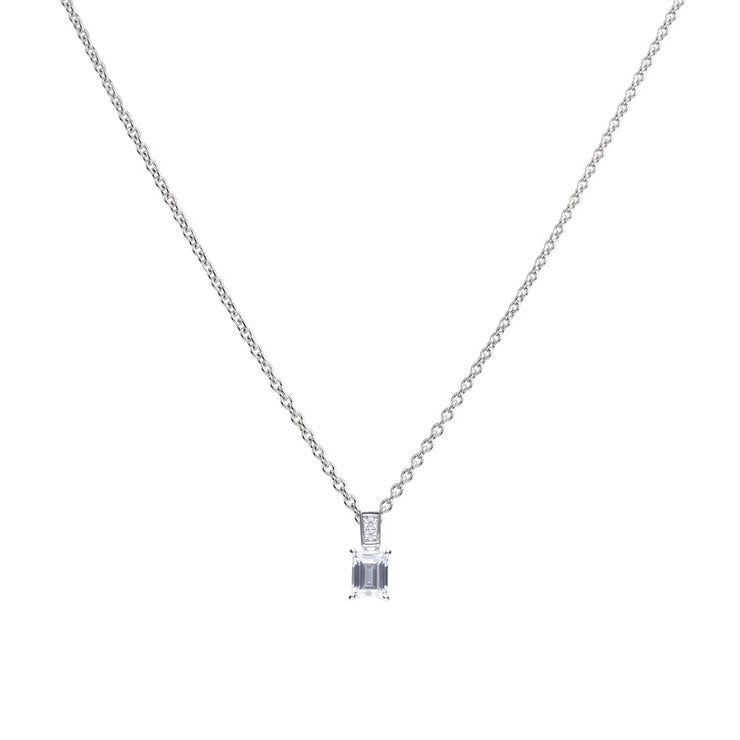 Diamonfire sterling silver emerald cut cubic zirconia pendant (British brand)