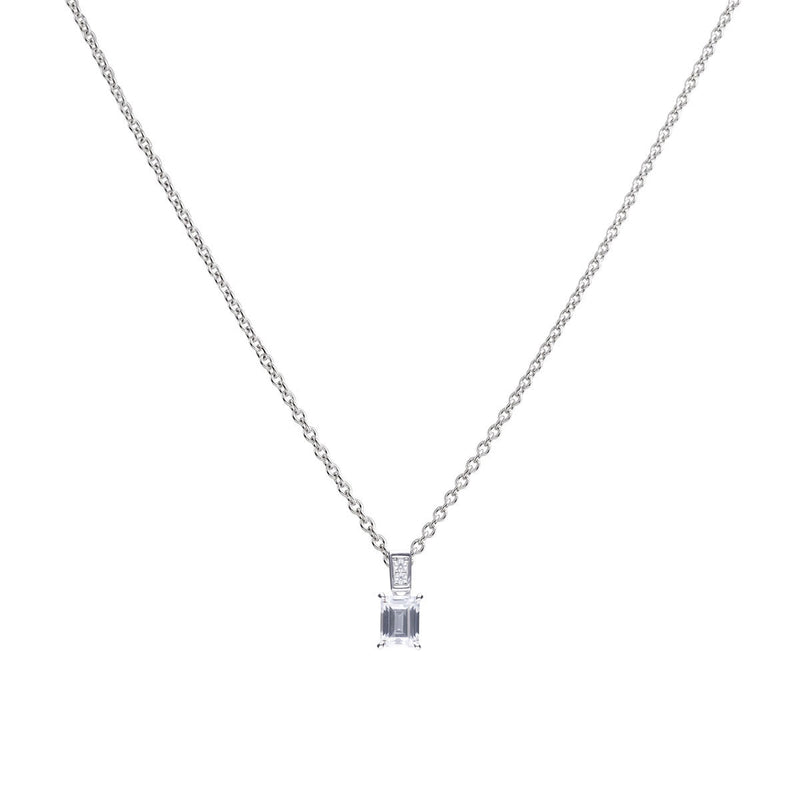 Diamonfire sterling silver emerald cut cubic zirconia pendant (British brand)