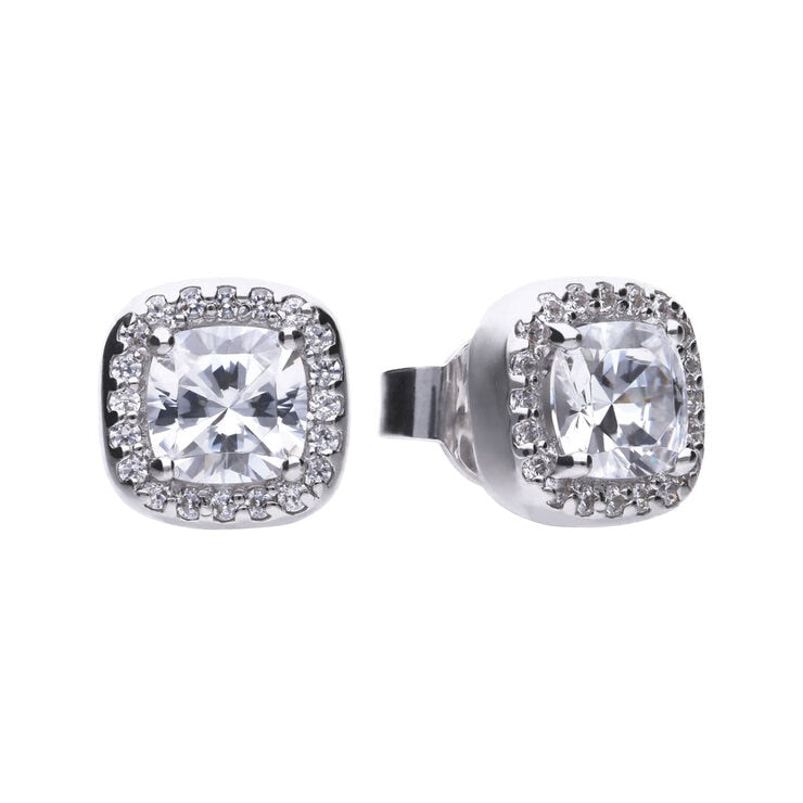 Diamonfire cubic zirconia square pave stud earrings 1.57ct - British product