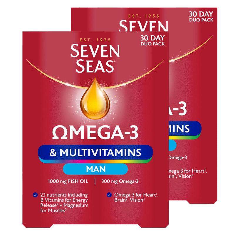 Seven Seas Omega 3 Multivitamins for Men 2 x 60 count (British brand)