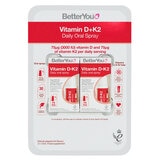 BetterYou Vitamin D + K2 Oral Spray Natural Peppermint Flavour 2 x 12ml - British product