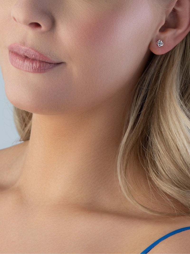 Sterling silver cubic zirconia twist stud earrings 5mm (British brand)