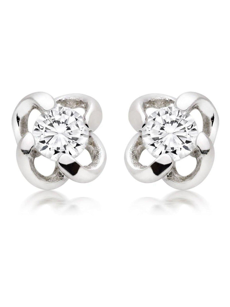 Sterling silver cubic zirconia twist stud earrings 5mm (British brand)
