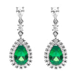 Diamonfire sterling silver drop earrings with green cubic zirconia (British brand)
