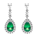 Diamonfire sterling silver drop earrings with green cubic zirconia (British brand)