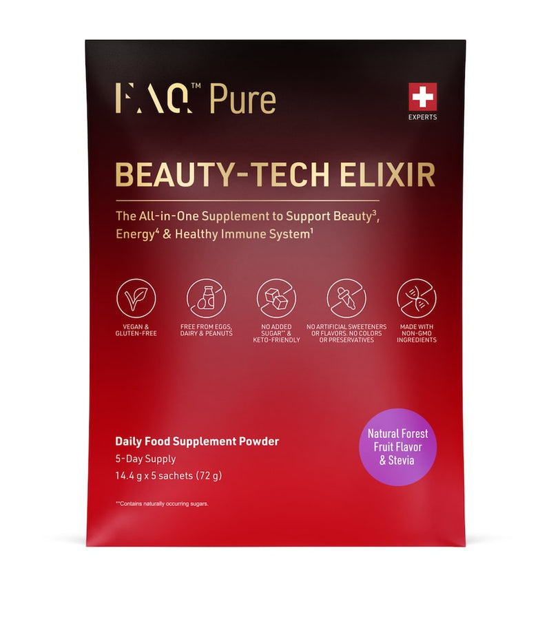 FAQ beauty-tech elixir forest fruit sachets pack of 5, UK version