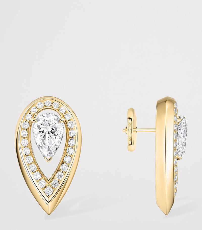 Messika Fiery diamond stud earrings 0.65ct 18kt yellow gold, imported from the UK