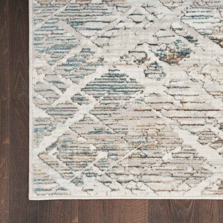 Nourison Glitz Grey Abstract Runner rug 69 x 229 cm, UK version