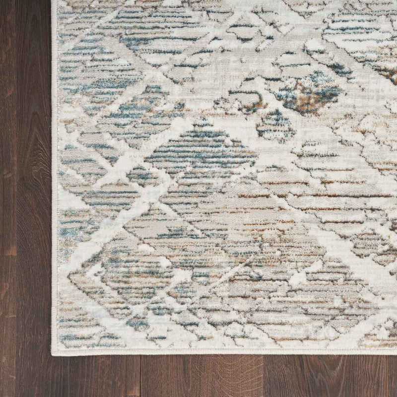 Nourison Glitz Grey Abstract Runner rug 69 x 229 cm, UK version