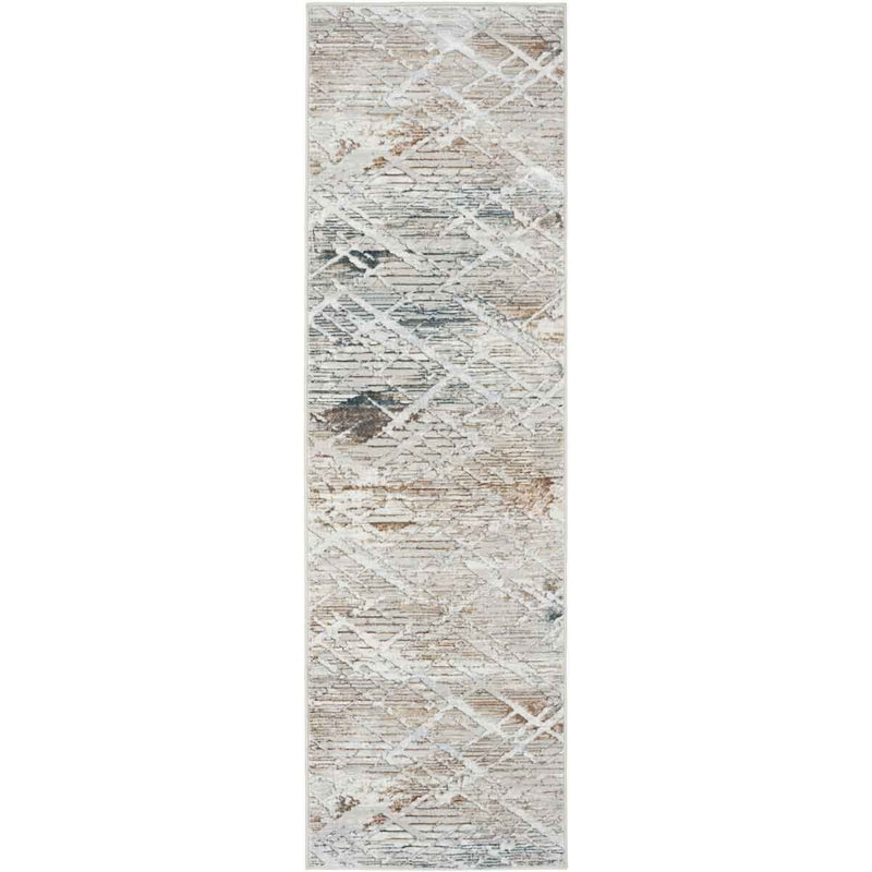 Nourison Glitz Grey Abstract Runner rug 69 x 229 cm, UK version