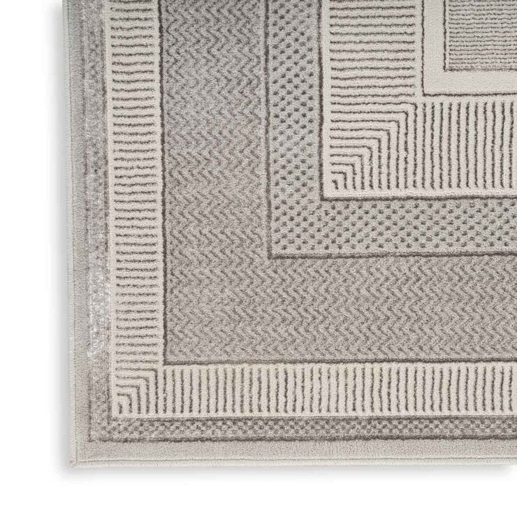 Nourison Glitz Silver Border runner rug 69 x 229 cm, UK version