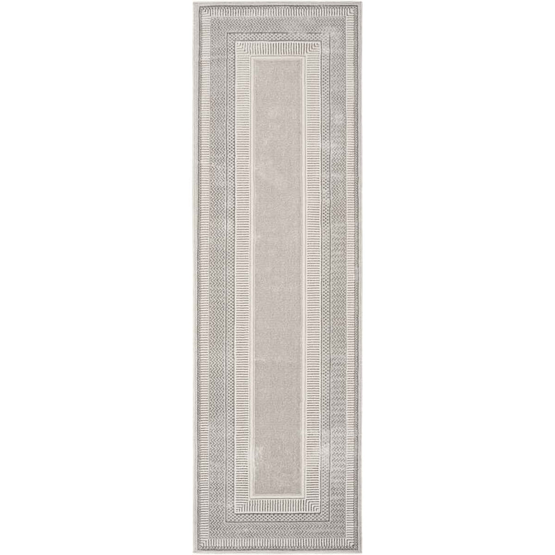 Nourison Glitz Silver Border runner rug 69 x 229 cm, UK version