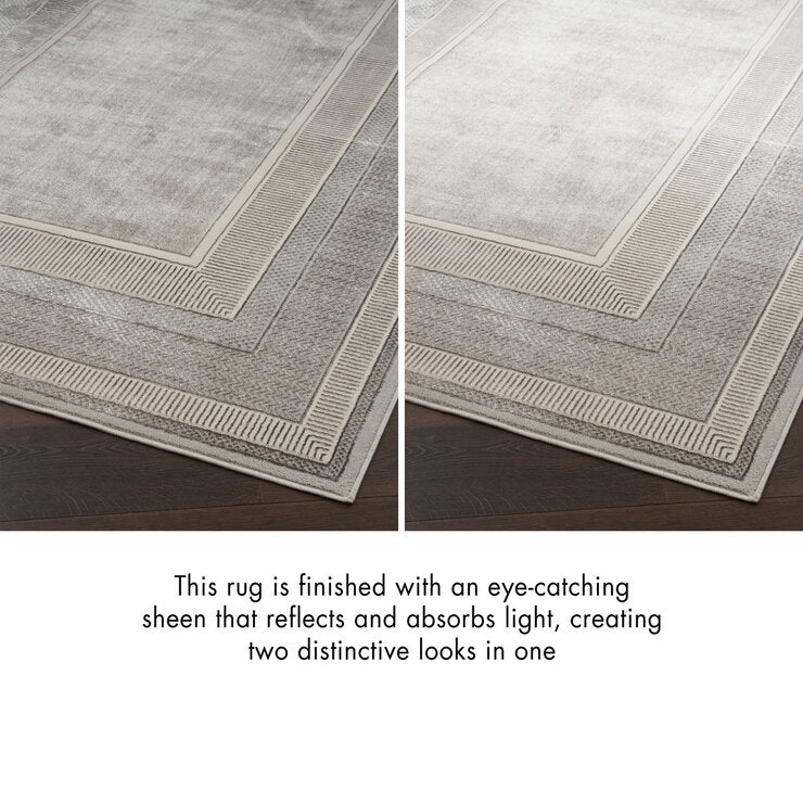 Nourison silver border area rug 239x300cm, imported from the UK