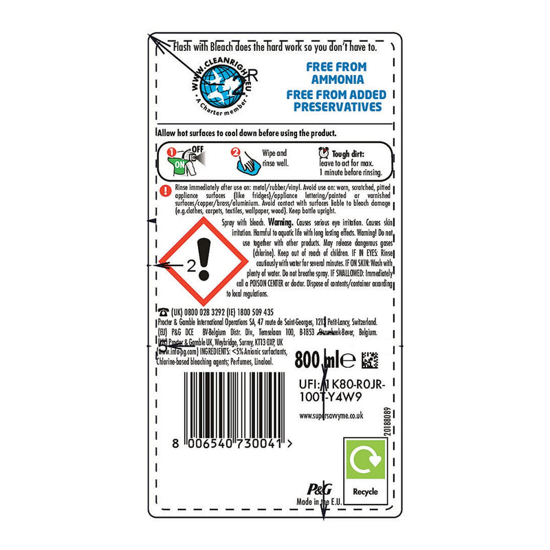 Flash spray with bleach 3 x 800ml - British product