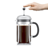 Bodum chrome cafetiere with 1.5 litre capacity - British product