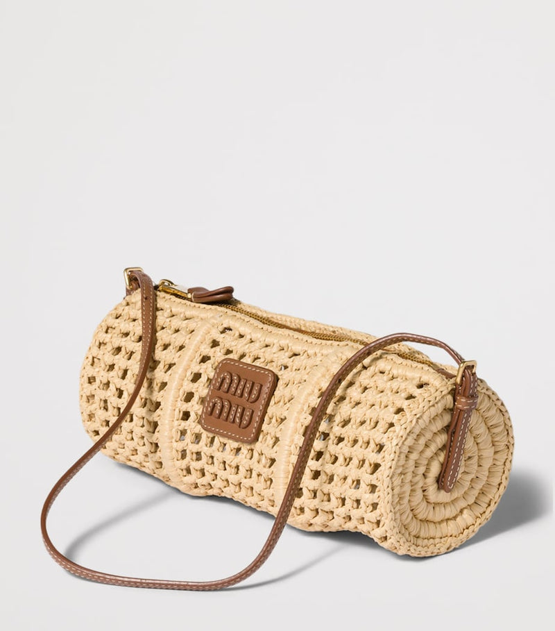 Miu Miu crochet mesh pouch with lambskin accents - British product