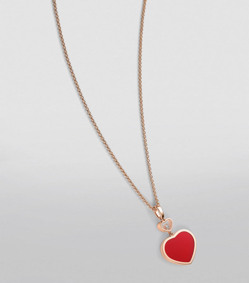 Chopard Happy Hearts pendant rose gold carnelian diamond, UK version