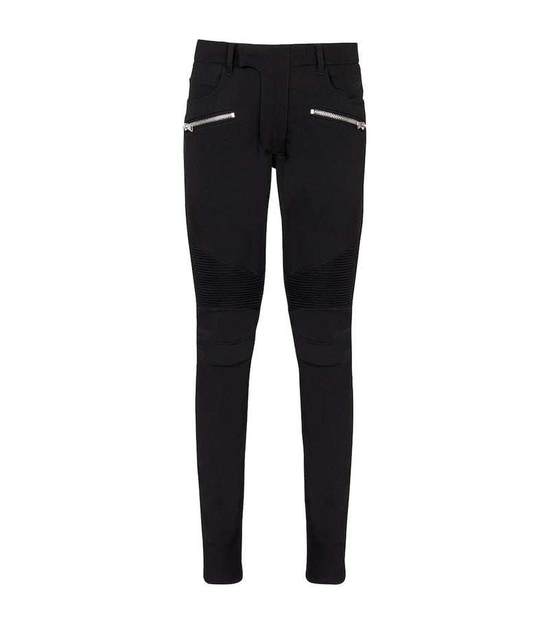 Slim-Fit Coloured Denim Biker Trousers with Multiple Zipped Pockets