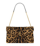 Saint Laurent Cassandre Envelope leopard pony hair chain wallet, imported from the UK
