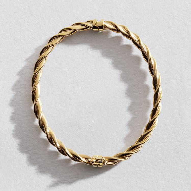 Revere 9ct yellow gold twisted chain bangle (British brand)