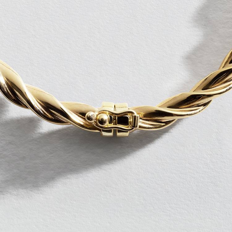 Revere 9ct yellow gold twisted chain bangle (British brand)