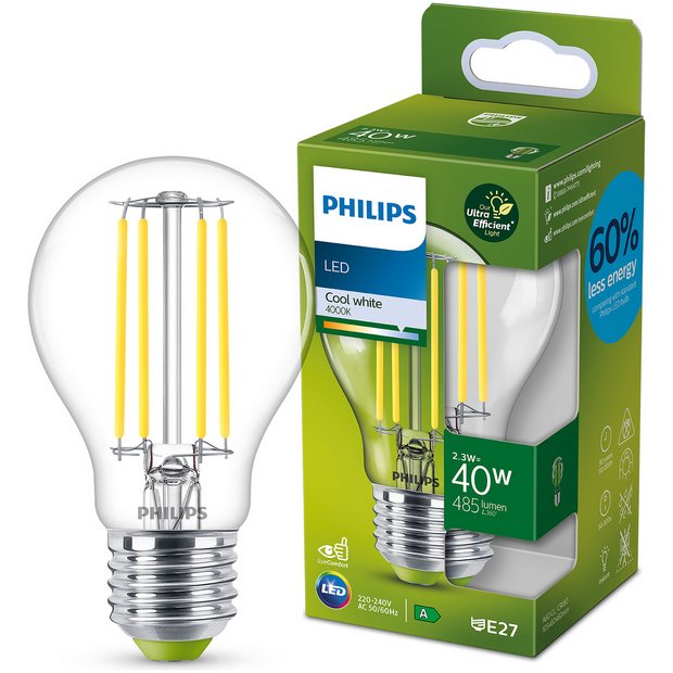 Philips Classic Glass LED ES light bulb 40W, imported from the UK