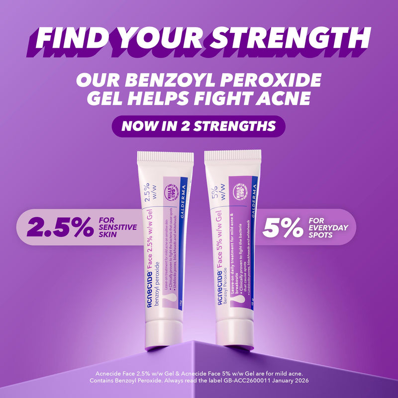 Acnecide Face Gel 5% w/w 15g, imported from the UK