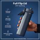 Ion8 Ash Navy water bottle 600ml, UK version