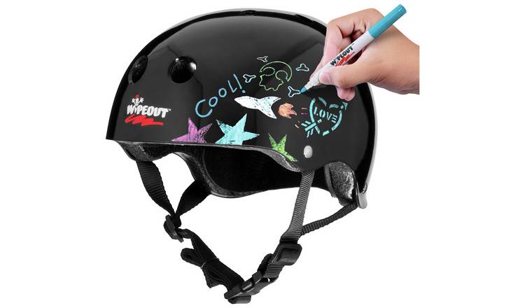 Wipeout dry erase kids bike helmet 52-56cm black (British brand)