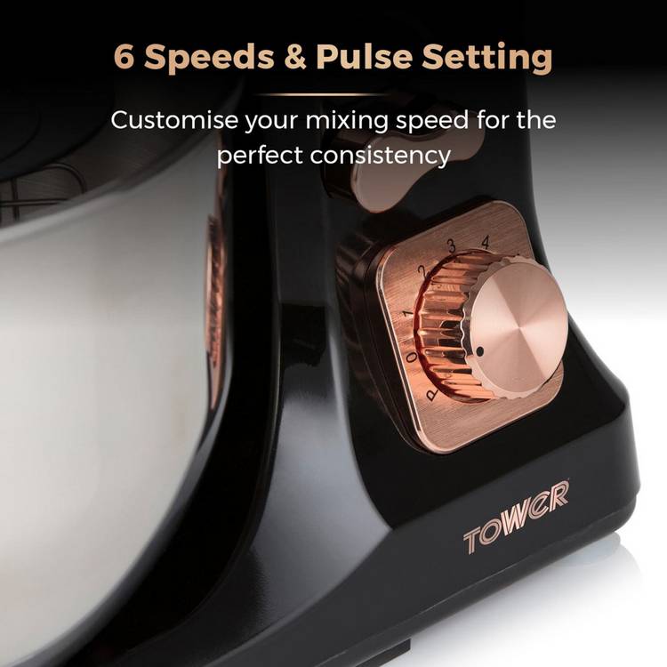 Tower Cavaletto stand mixer black rose gold, imported from the UK