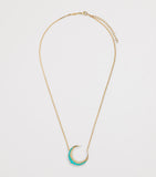 Jacquie Aiche small crescent moon gold turquoise diamond necklace, UK version