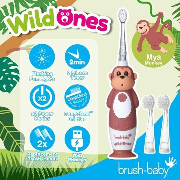 Brush Baby WildOnes Monkey Electric Toothbrush Gift Set - British product