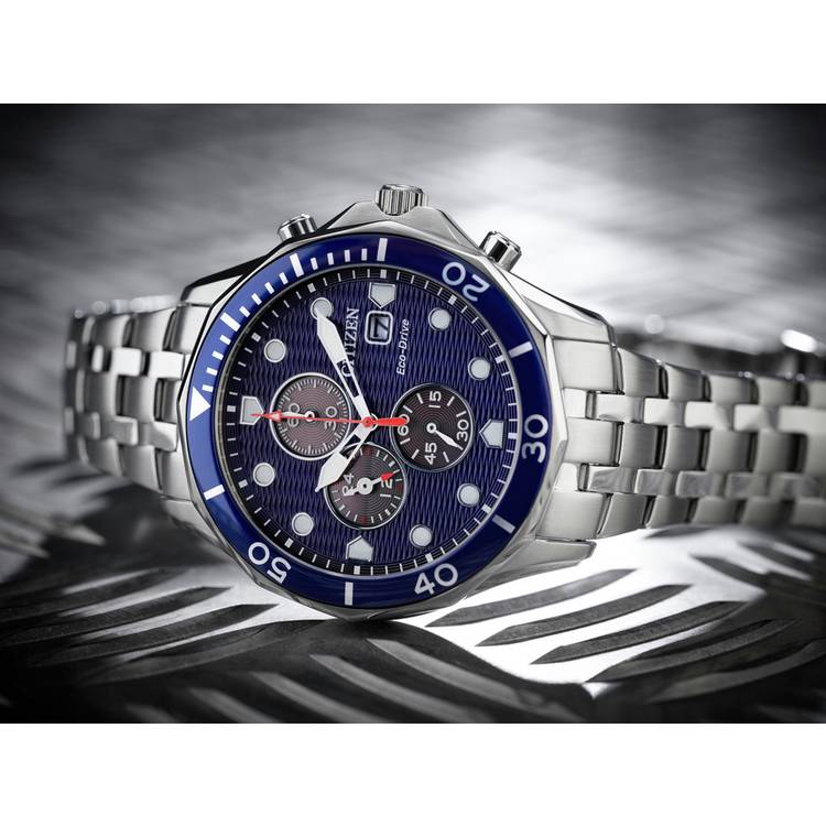 Citizen Eco-Drive chronograph watch blue dial stainless steel, imported from the UK