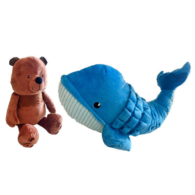 Bone & Barkers Soft Plush XL Hide & Treat Dog Toy Whale or Bear