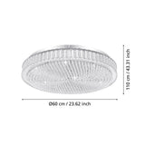 Eglo Balparda chrome crystal ceiling light 605mm, UK version