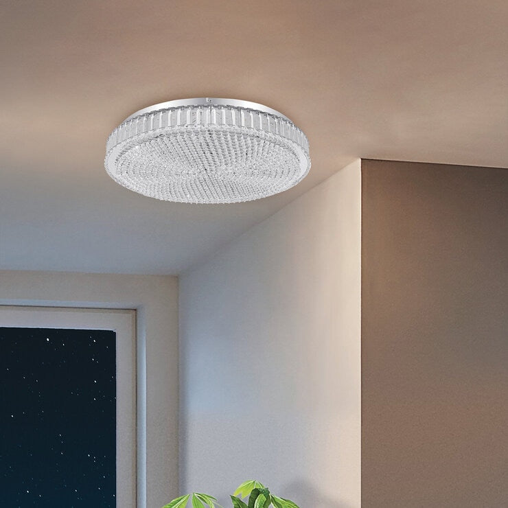 Eglo Balparda chrome crystal ceiling light 605mm, UK version