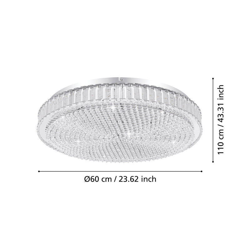 Eglo Balparda chrome crystal ceiling light 605mm, UK version