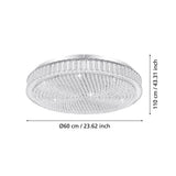 Eglo Balparda chrome crystal ceiling light 605mm, UK version