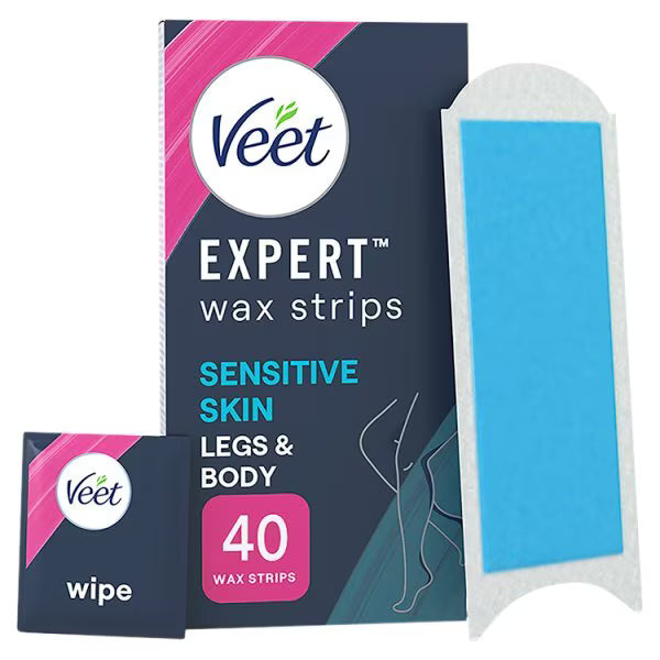 Veet Expert Wax Strips Sensitive Legs Body 40s (British brand)