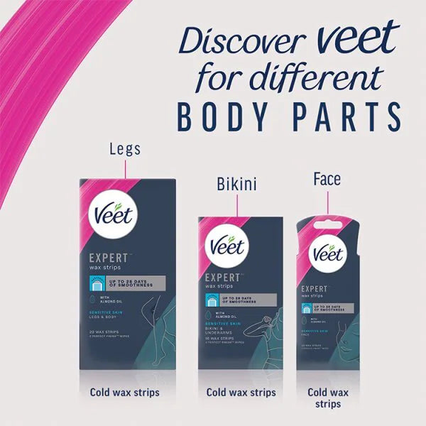 Veet Expert Wax Strips Sensitive Legs Body 40s (British brand)