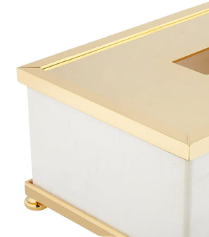 Luxury Marble Tissue Box with Gold-Plated Hardware for Décor