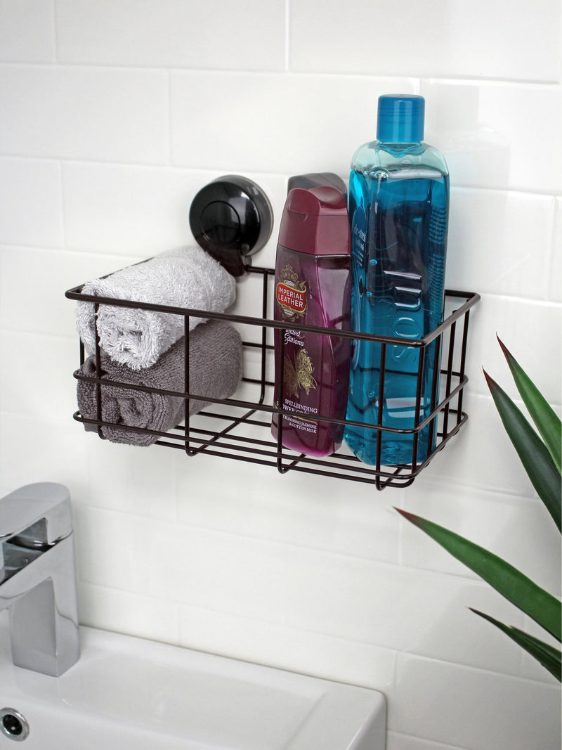 Showerdrape Suctionloc black bottle basket 17x26x14cm - British product