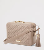 Aspinal of London leather camera bag with woven detail (British brand)