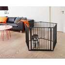 Black pet pen with wall fittings for dog safety (British brand)