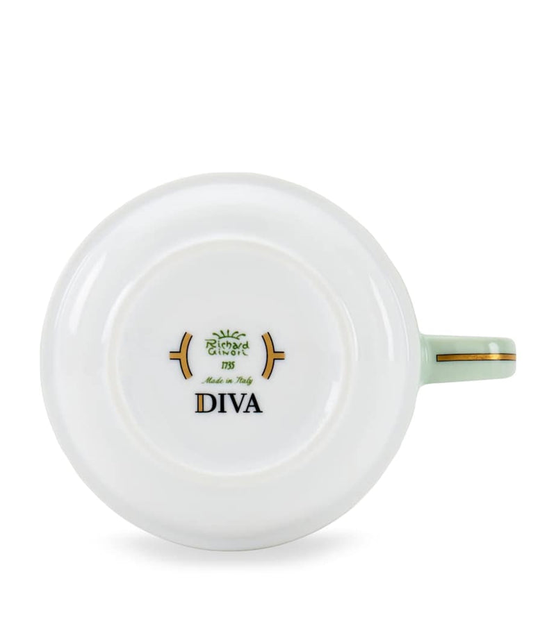 GINORI 1735 verde green porcelain teacup with 245ml capacity, UK version